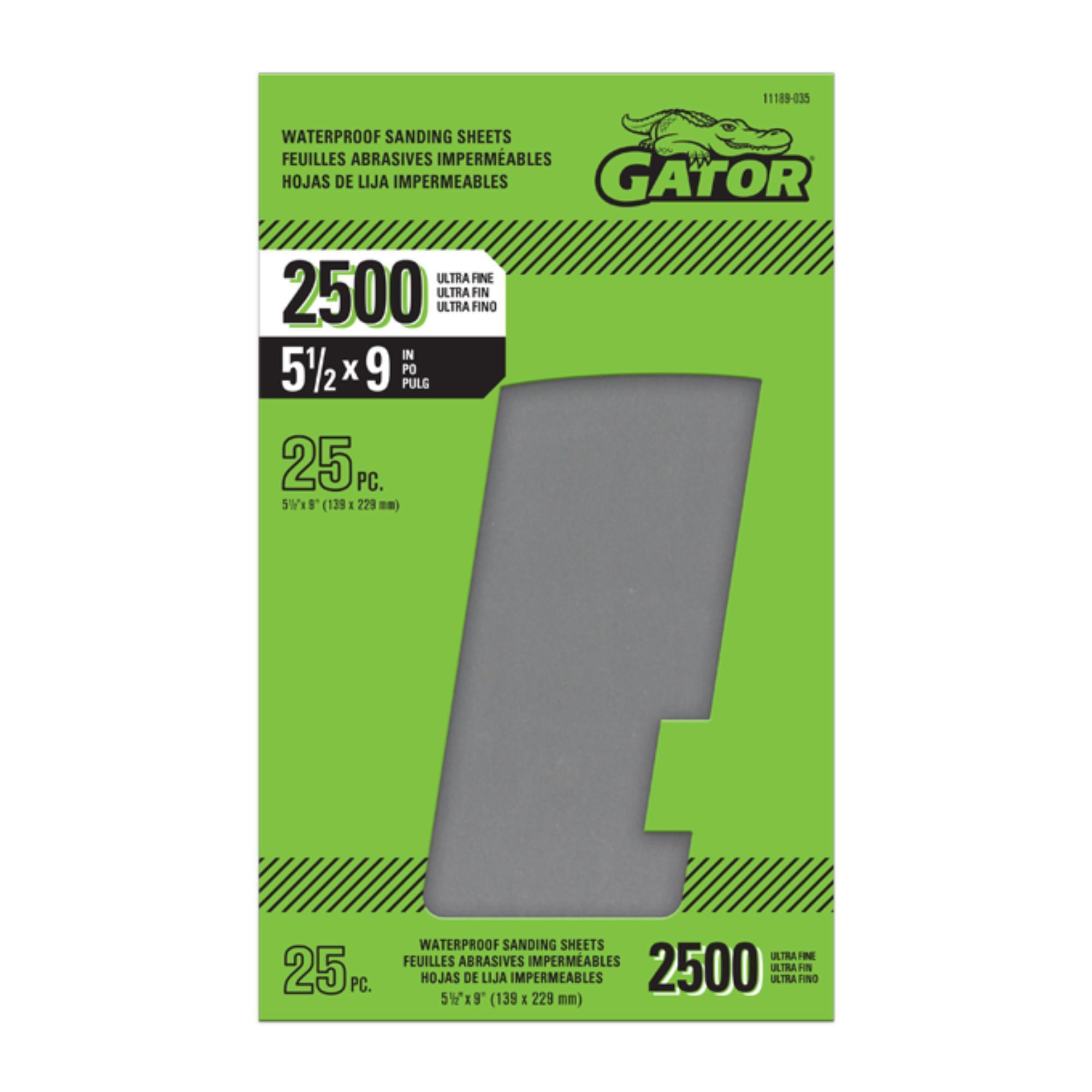 Gator Waterproof Sanding Sheets — 9in. x 5.5in., 2500 Grit, 25 Pcs, Model# 11189035DS